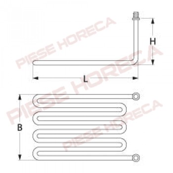 Rezistenta friteuza BERTOS, putere 3450W, alimentare 230V, Lungime(L)-290mm, latime(W)-190mm, inaltime(H)-153mm, 4 varfuri
